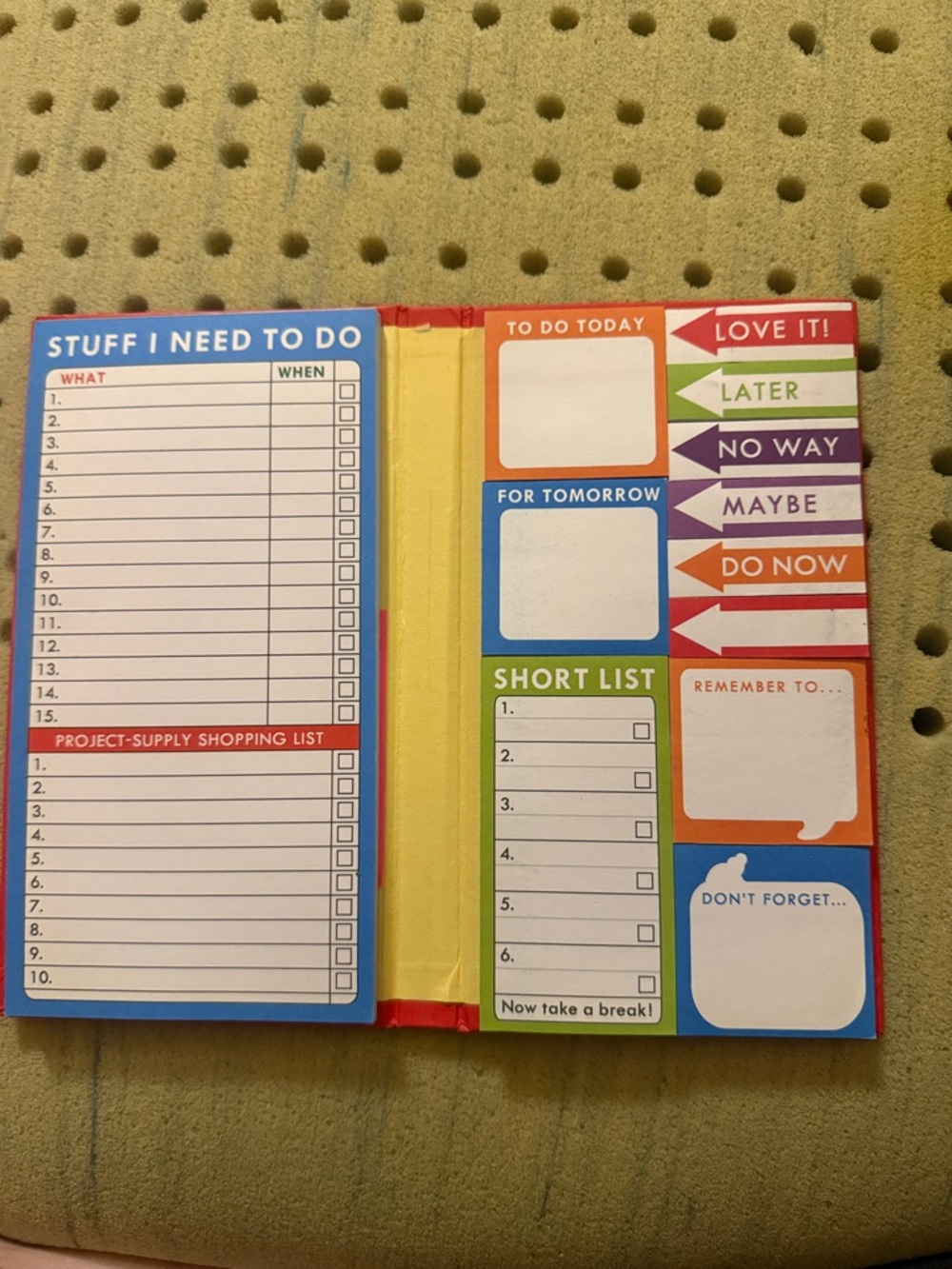 Colorful To-Do Notepad Set - Blue, Red, Green, Yellow, Orange